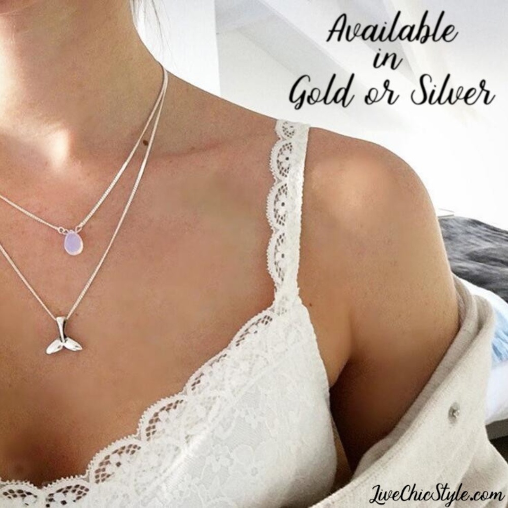 2/$20 Mermaid Tail with Gem Layered Necklace